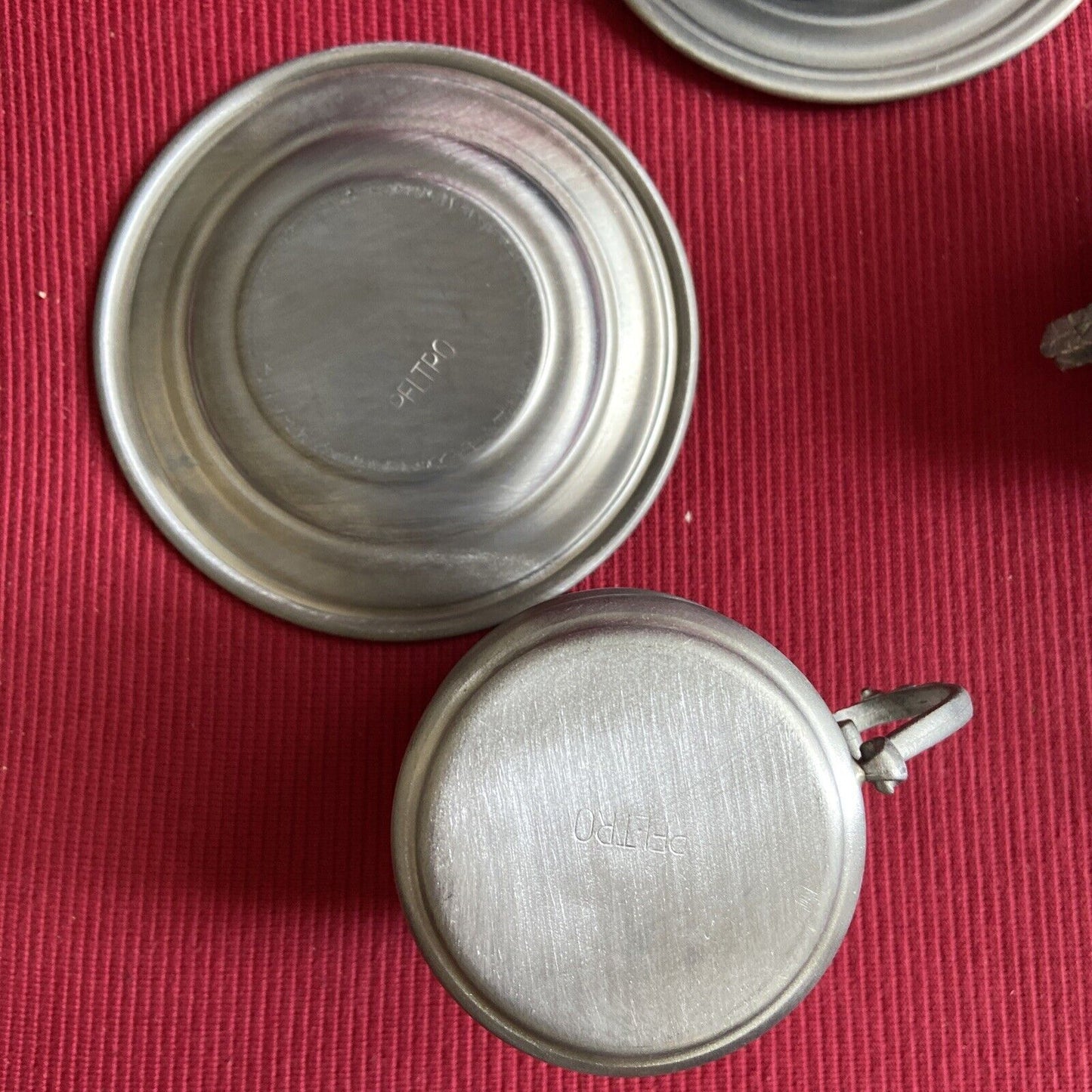 Pewter cup and sugar bowl