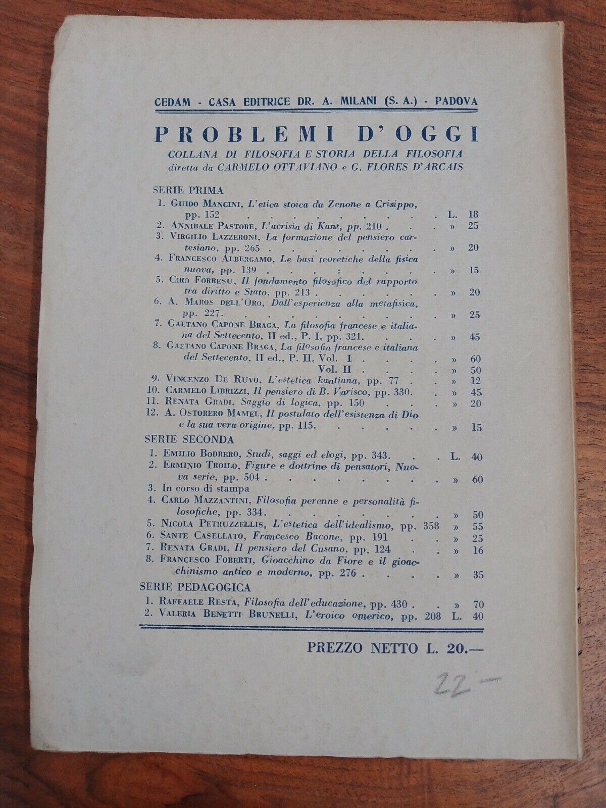 La FILOSOFIA dell' ESISTENZA secondo GABRIEL MARCEL, ZOCCOLETTI, CEDAM 1942