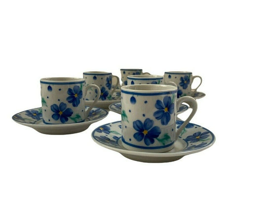 Service of 6 coffee cups - Fine porcelain