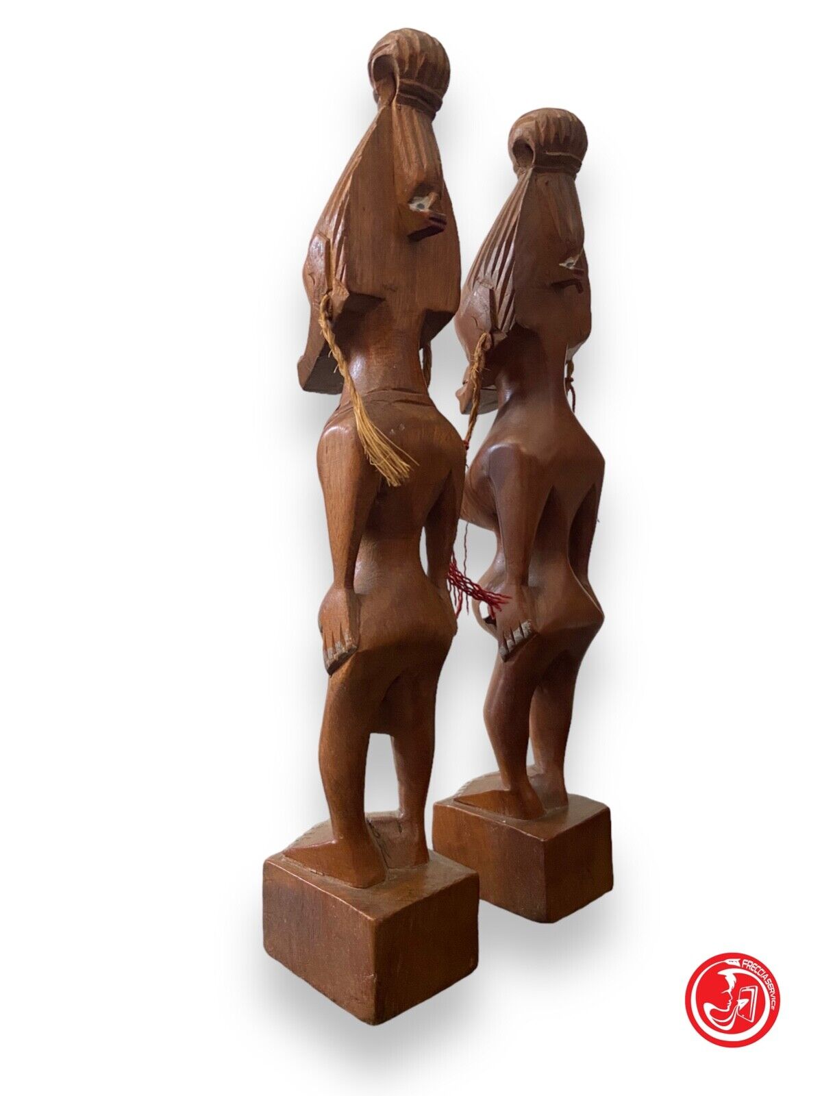 Coppia di statue in legno - produzione artigianale etnica