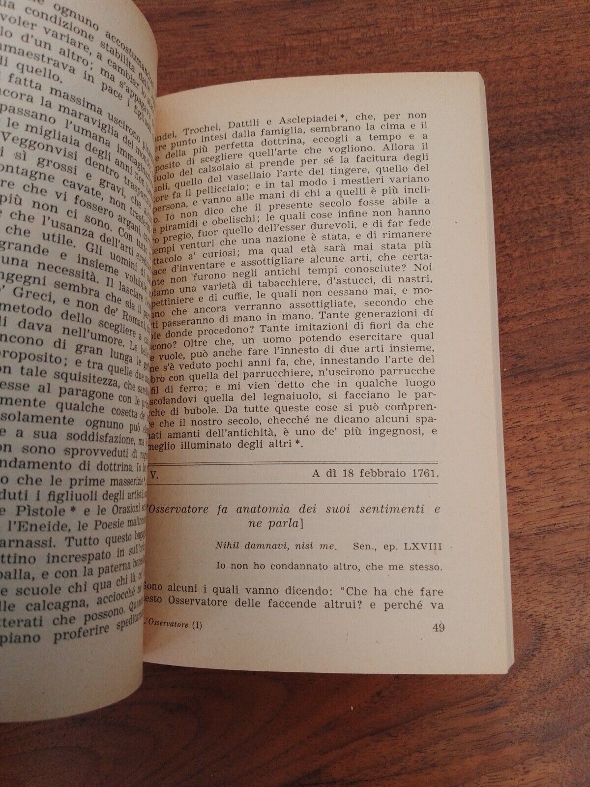 L'Osservatore Veneto février-juillet 1761 G. Gozzi, BUR 1965