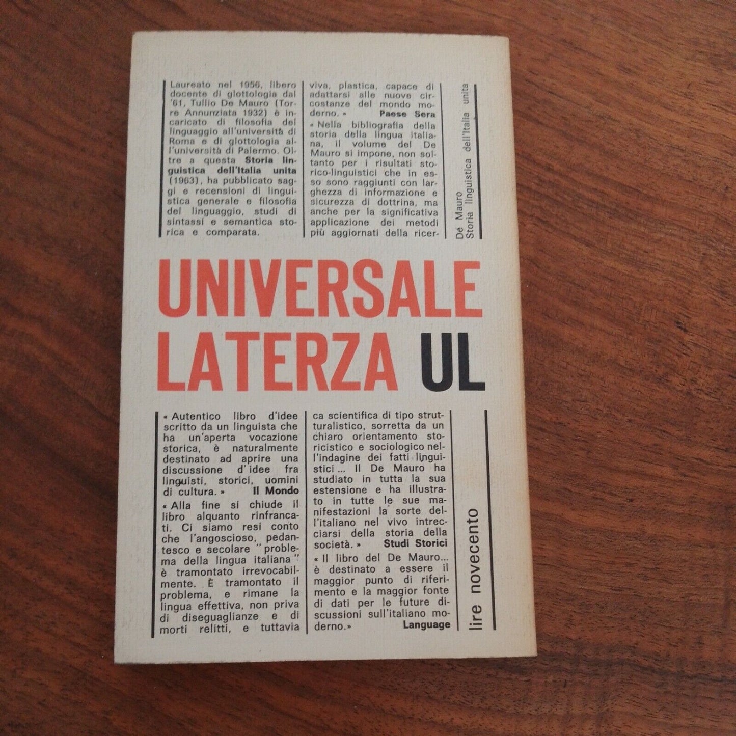 Tullio de Mauro, Storia linguistica dell'Italia Unita, Universale Laterza 1965