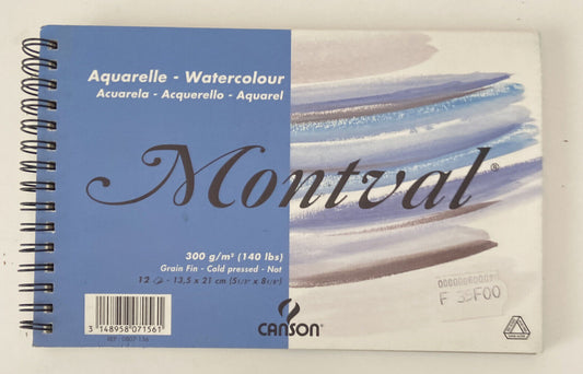 (format 13,5 x 21 cm) 'Canson Bloc Spirale AQ Montval Aquarelles Fines, 300 g/m²