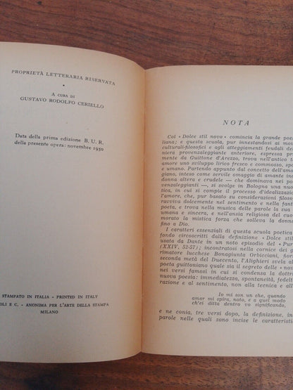 I Rimatori del Dolce Stil Novo, Guinizelli, Cavalcanti, ...1950 Rizzoli