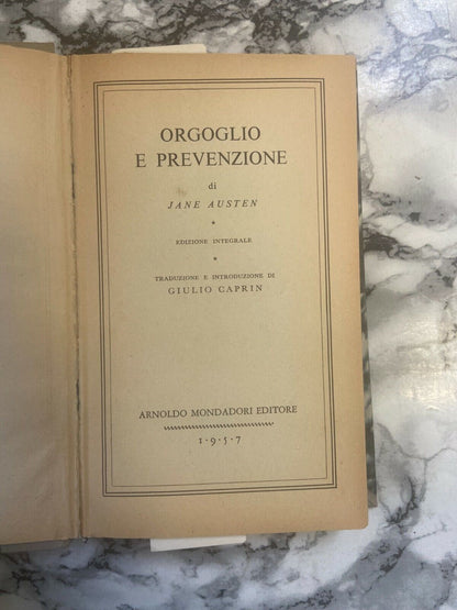 Libro - J. Austen - Orgoglio e pregiudizio (1957)