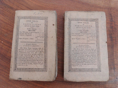 Œuvres choisies de Tertullien, premier et deuxième volumes, Visaj Stampatore, 1821 rare