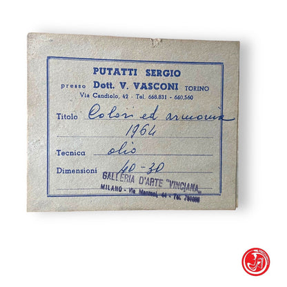 Dipinto olio su tela Sergio Putatti 1964 "Colori ed armonia"