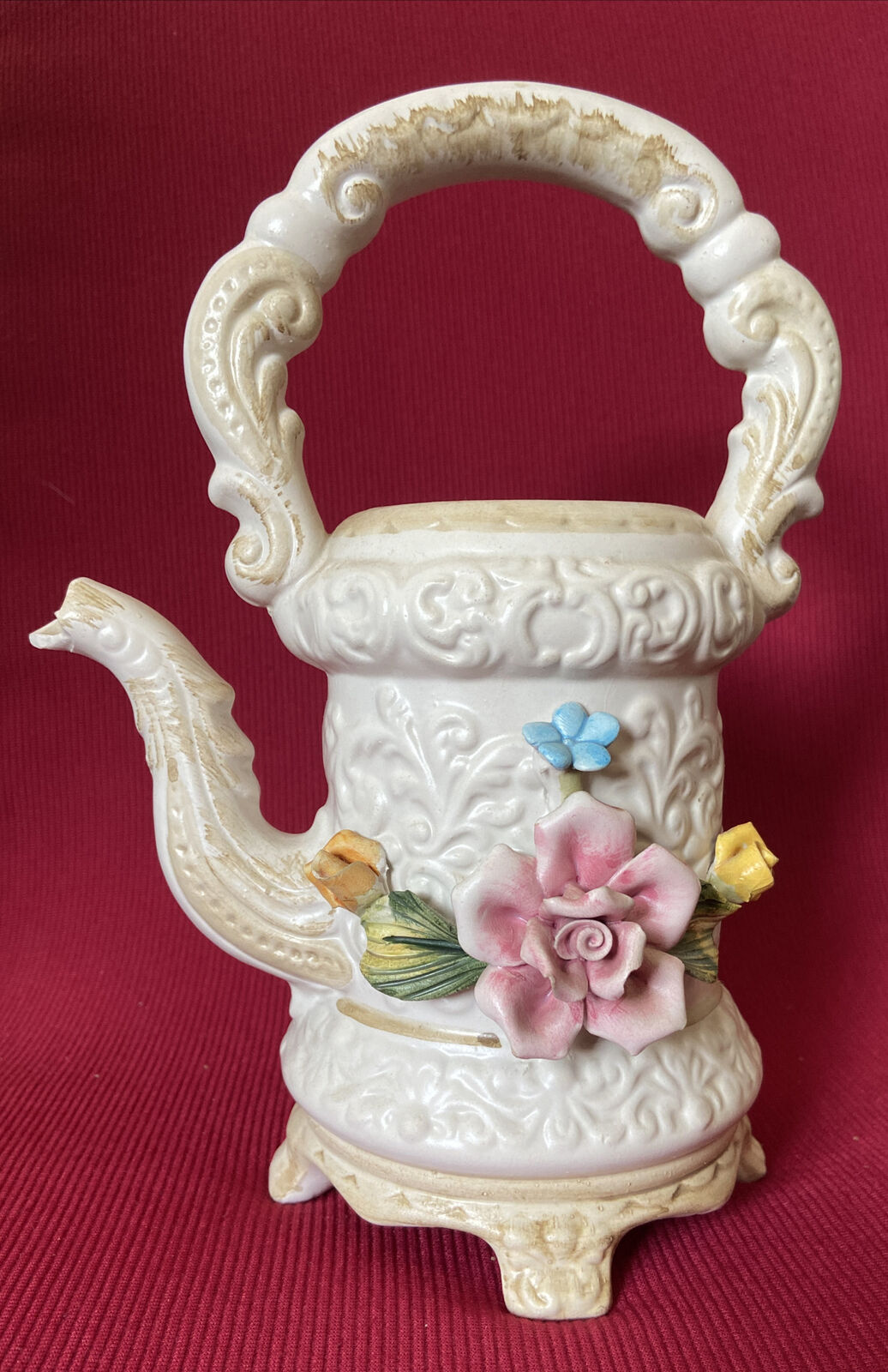 Ancient Capodimonte Teapot - Decorated White Porcelain