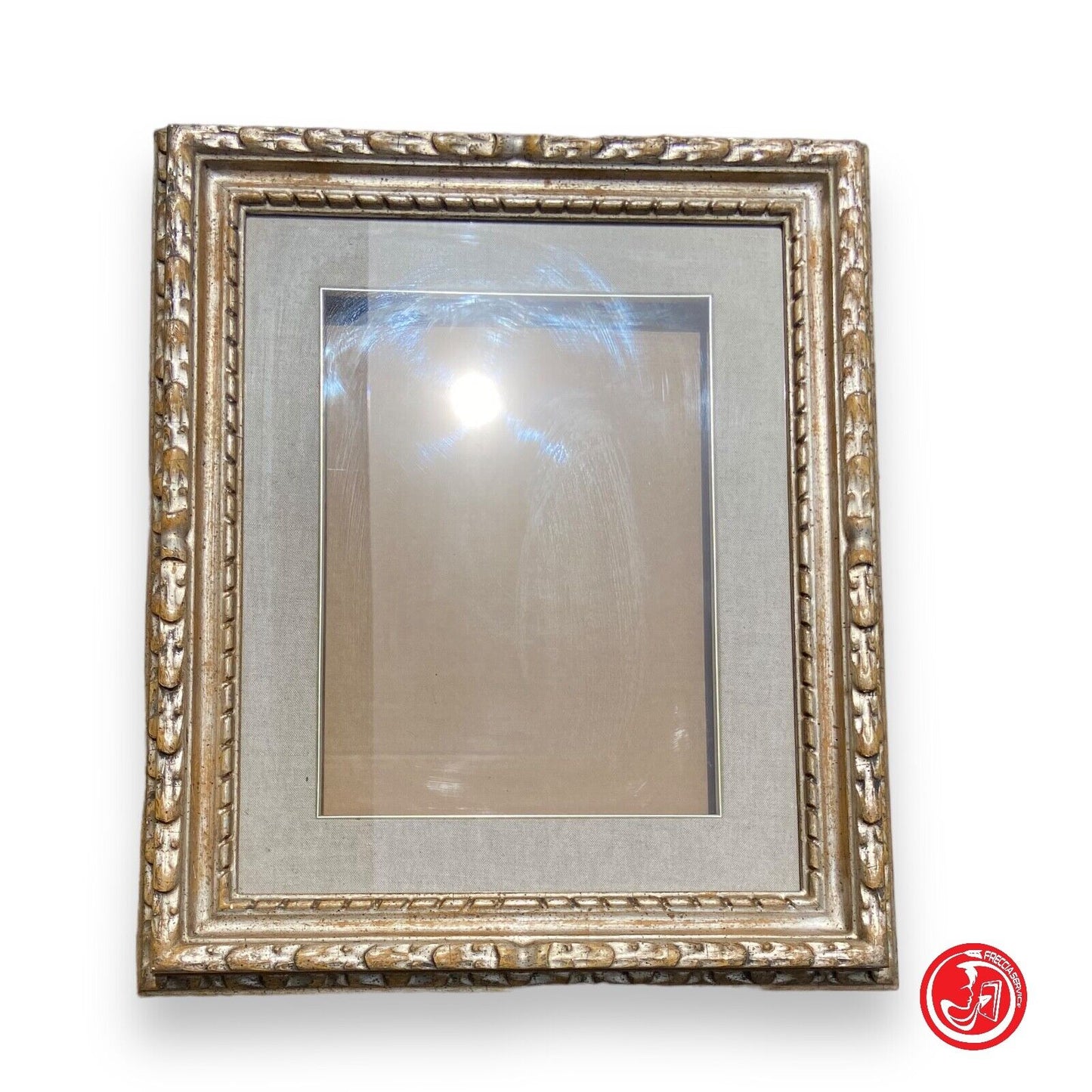 Wooden frame with golden paint and protective glass 30 x 36 cm