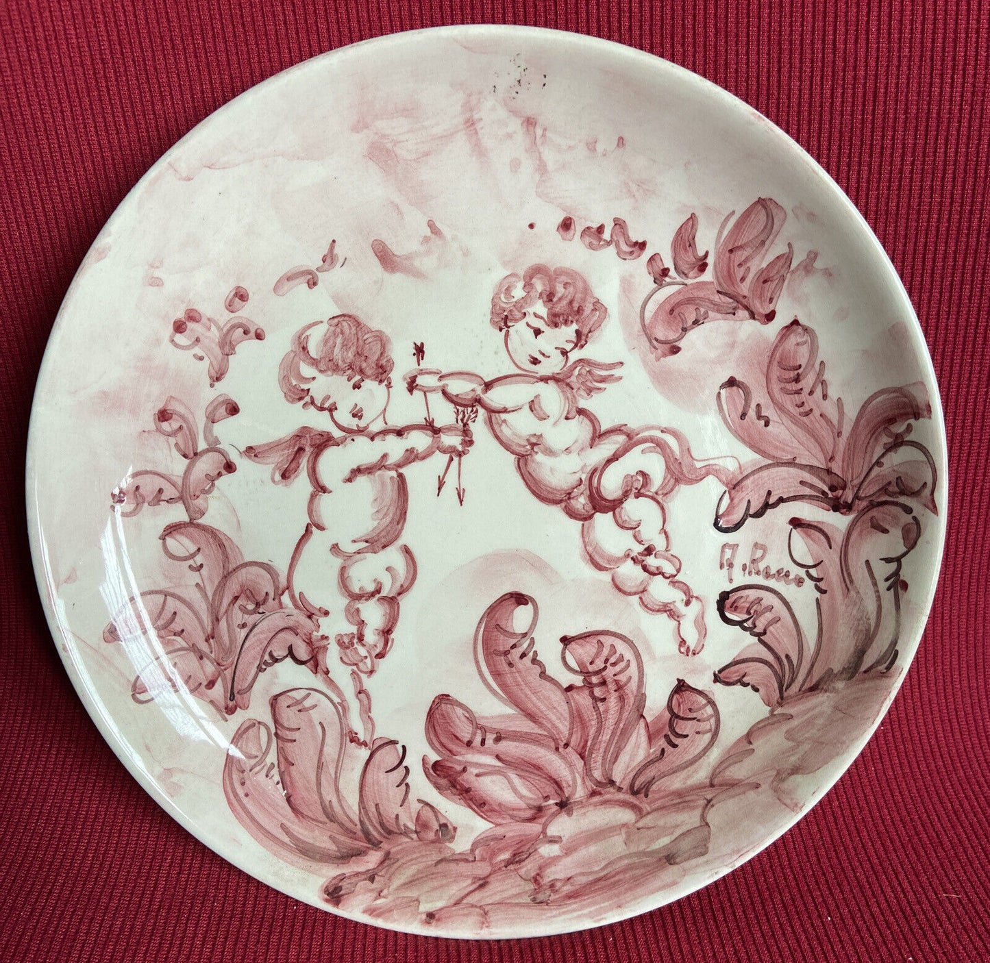 Trilogy of Plates LACA Albisola Hand Painted Pink