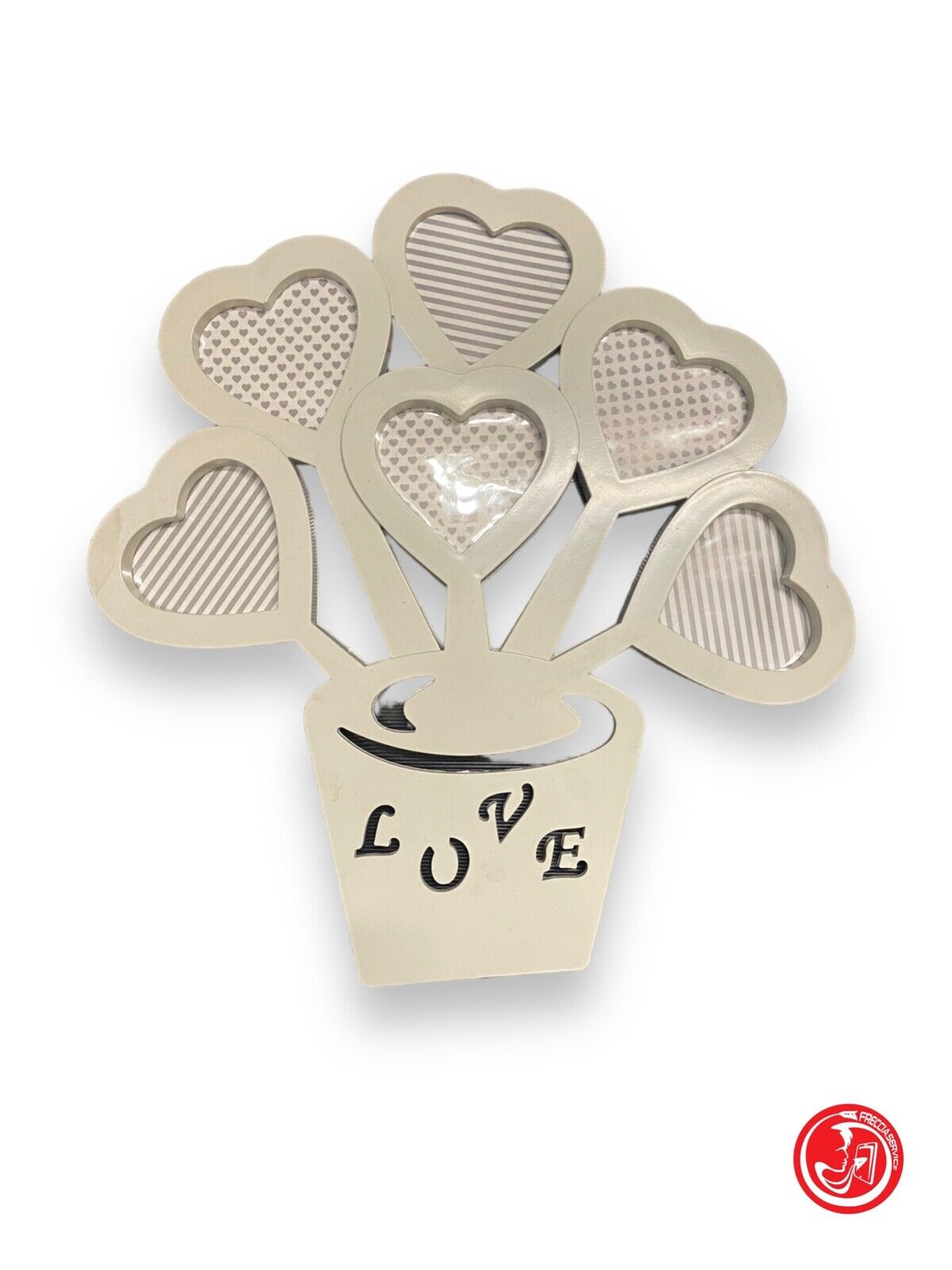 Heart patterned photo holder - white 