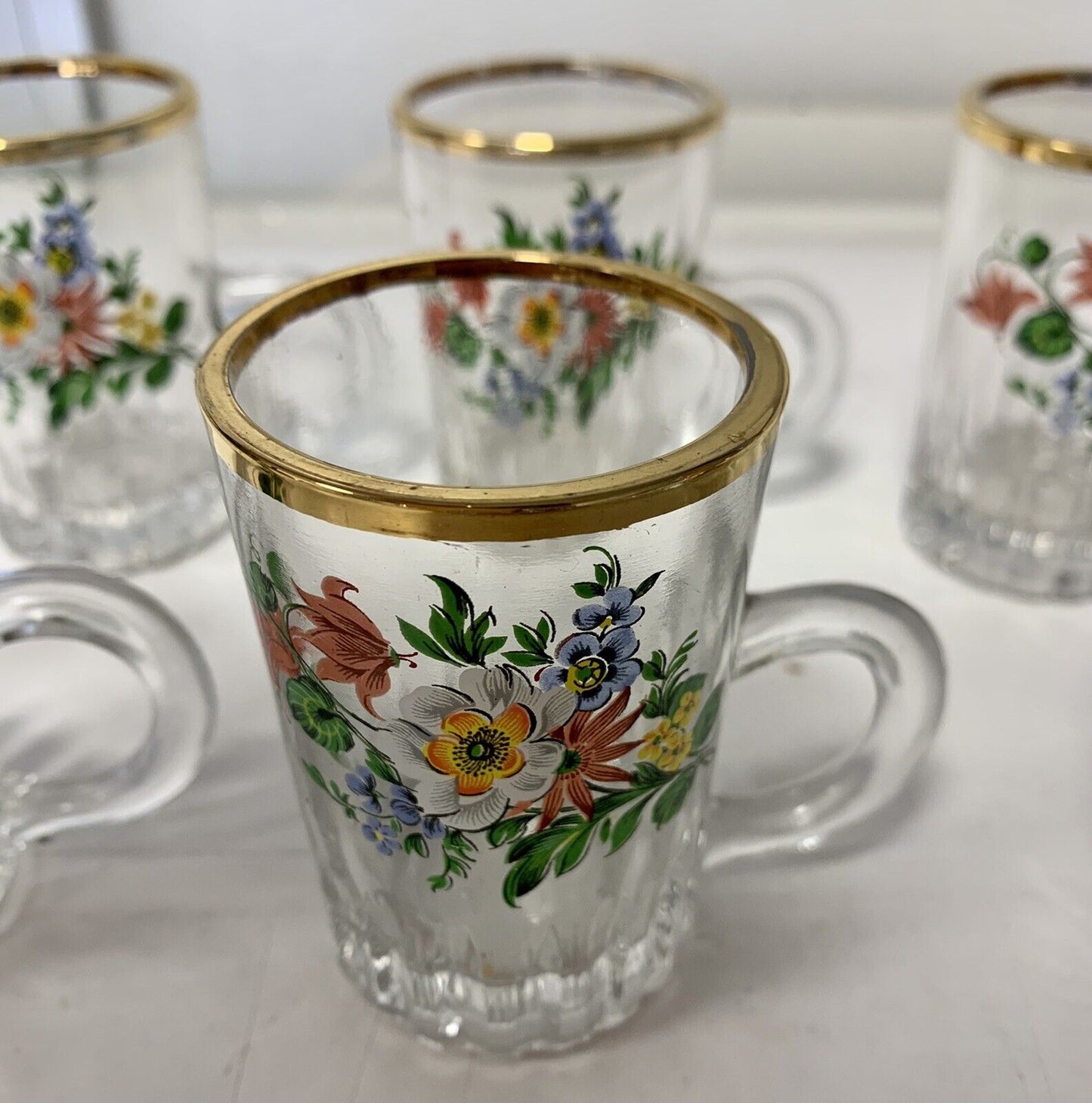 Set of 6 decorated liqueur glasses