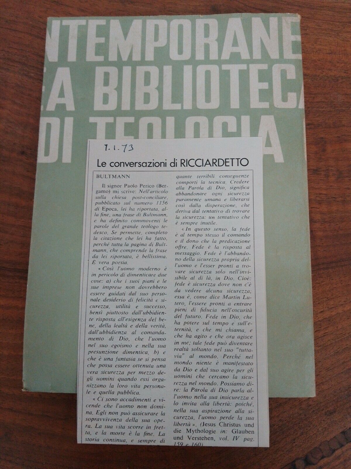 La teologia di Bultmann, W.Schmithals, Queriniana, 1972 + Articolo