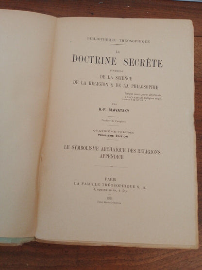 La Doctrine Secrete - le symbolisme... 2 Vol.- H.P. Blavatsky - 1919-25 Raro