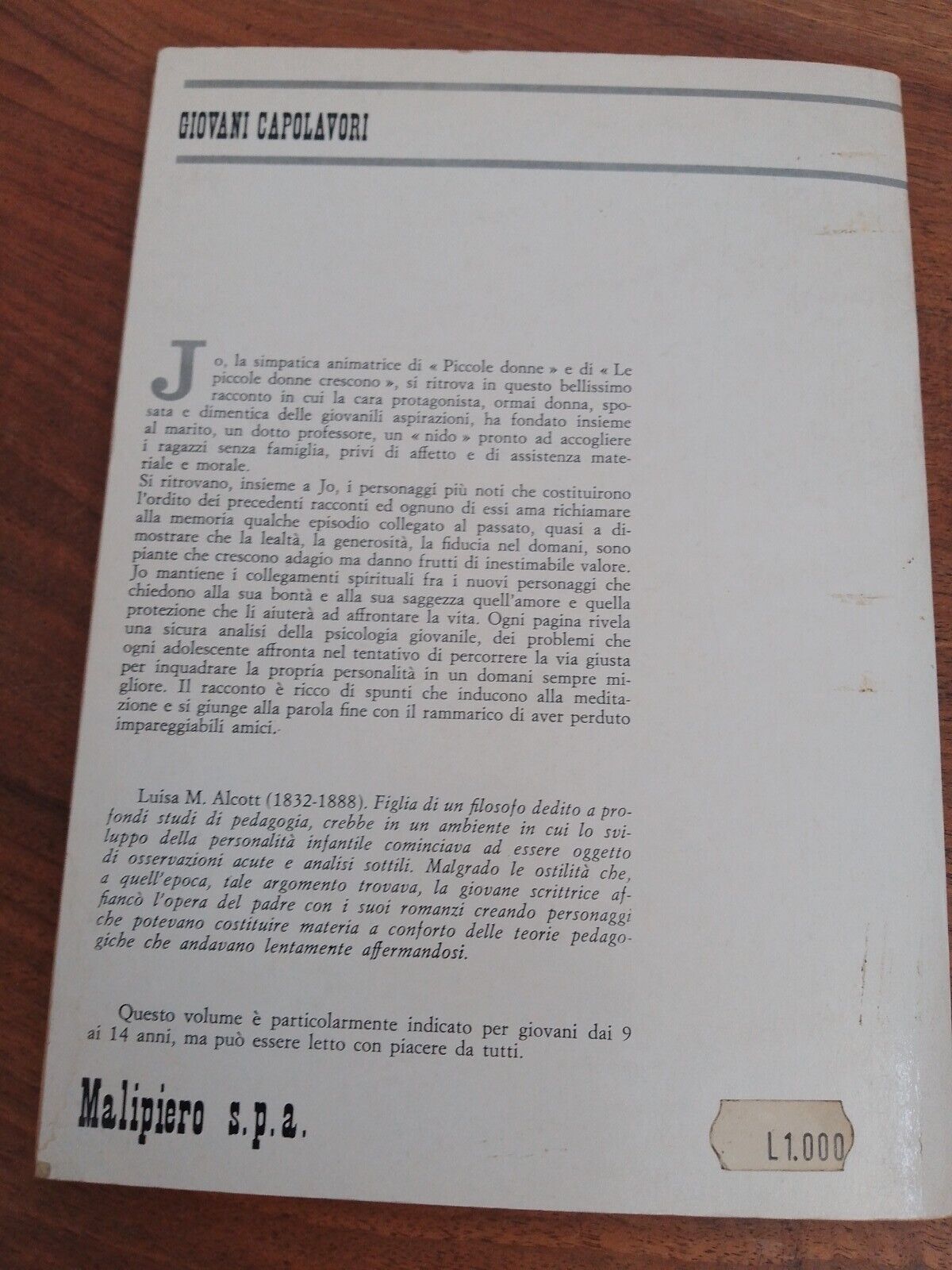 I Ragazzi di Jo - L.M. Alcott - Malipiero Ed. 1973