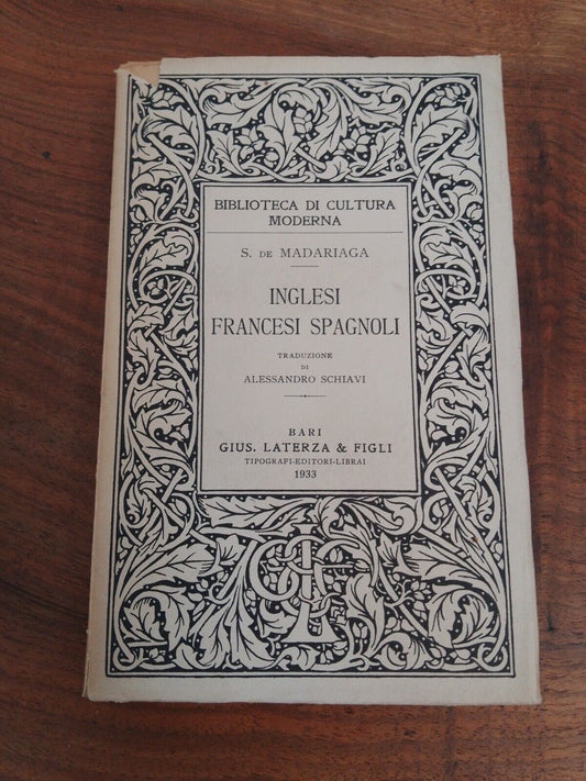 Anglais Français Espagnol, S.De Madariaga, Laterza, 1933