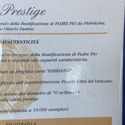 Francobollo Commemorativo E Rilievo In Bronzo Dorato - Padre Pio Da Pietrelcina