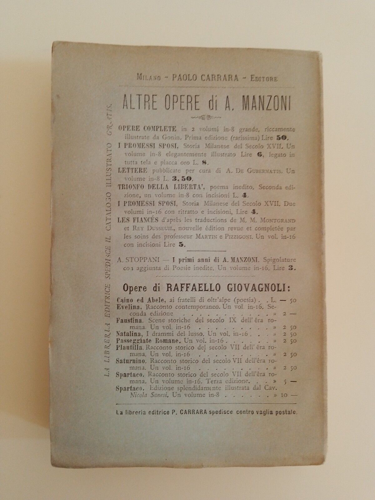 Epistolario di A. Manzoni - vol. 1 - G. Sforza - Carrara Ed. 1882