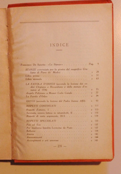 Les Stanze, Orphée et les comptines, Angelo Poliziano, Institut éditorial italien