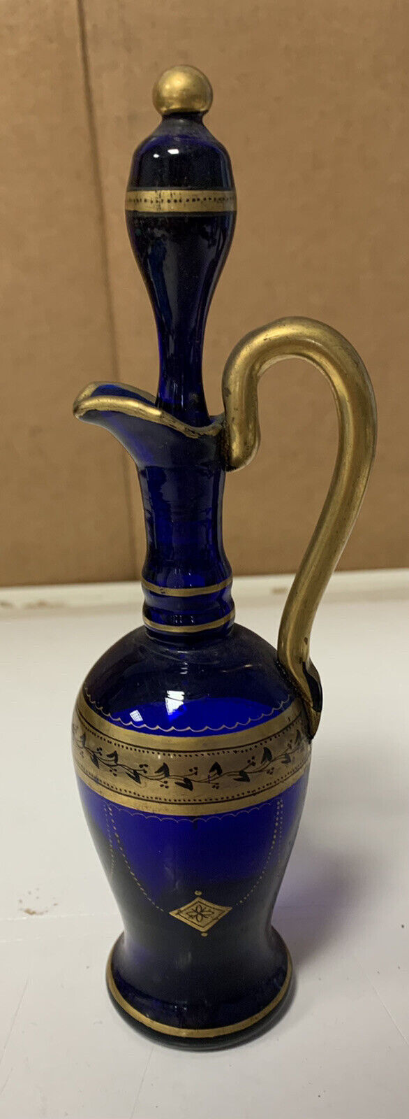 Blue glass cruet