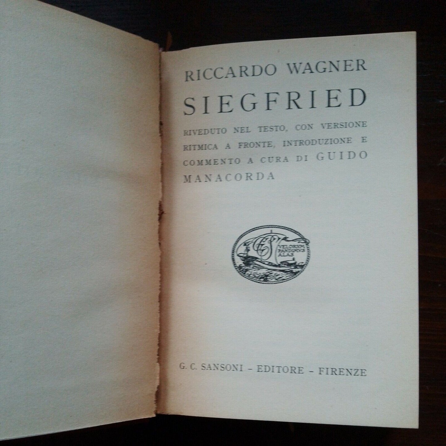 SIEGFRIED - RICCARDO WAGNER - SANSONI