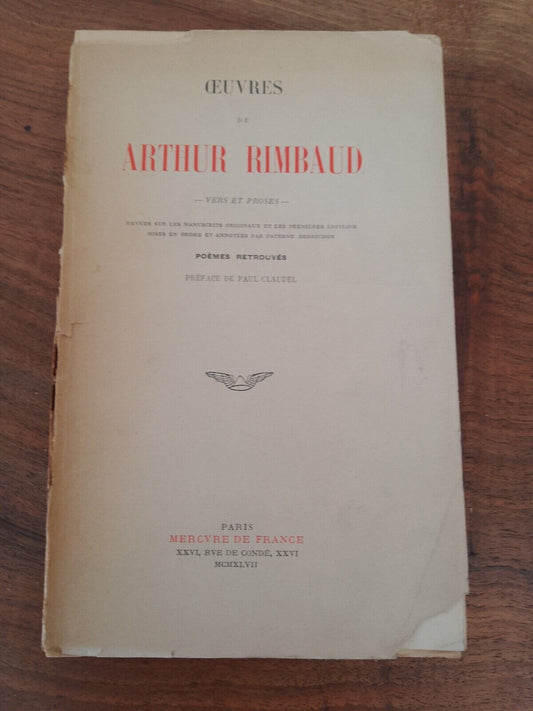 Oeuvres de A. Rimbaud, vers et proses, MERCURE DE FRANCE 1947 + article