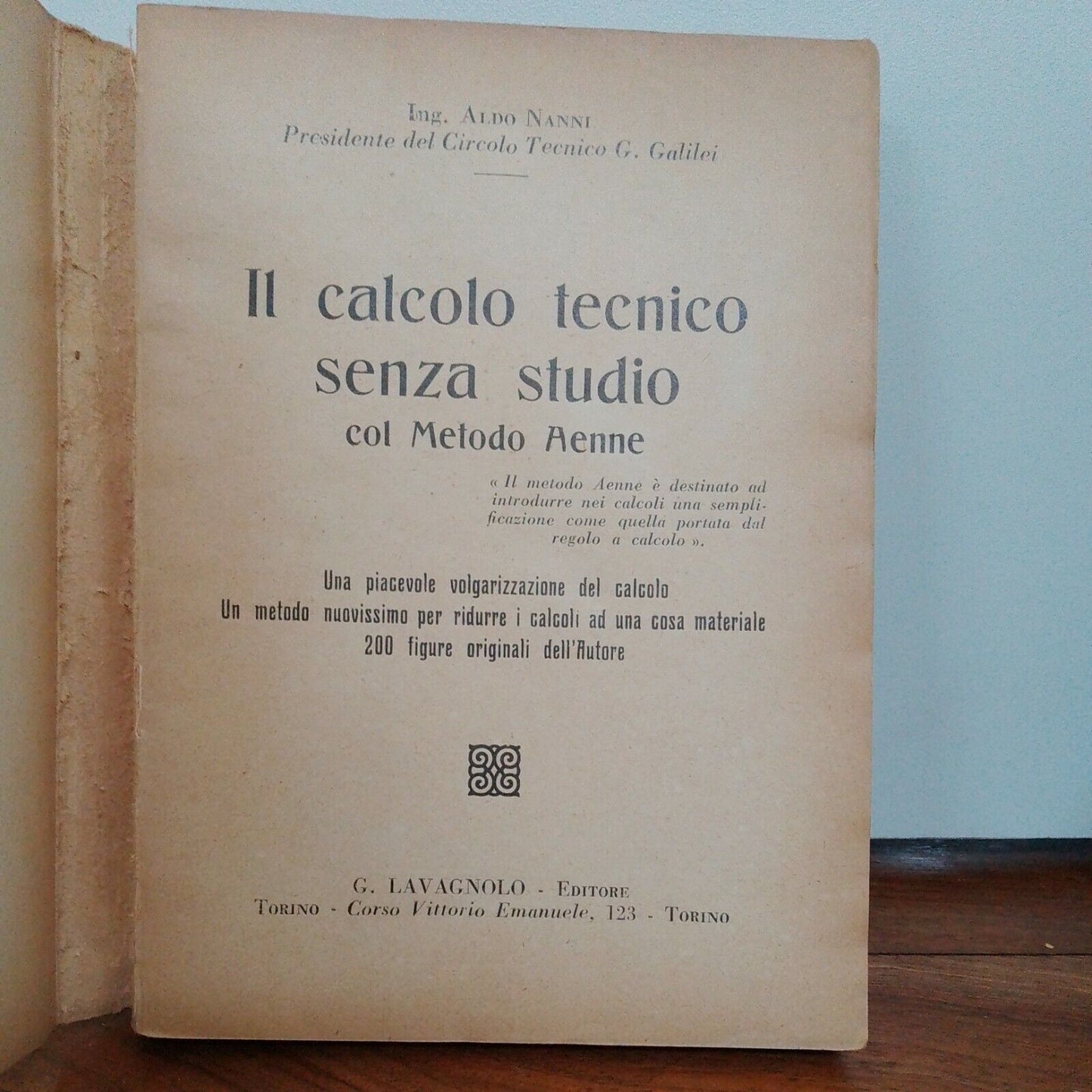 TECHNICAL CALCULATION without study, 1932, Lavagnolo Turin