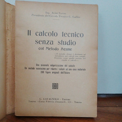 IL CALCOLO TECNICO senza studio, 1932, Lavagnolo Torino