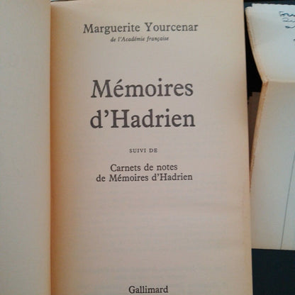 MARGUERITE YOURCENAR MEMOIRES D'HADRIEN GALLIMARD 1974