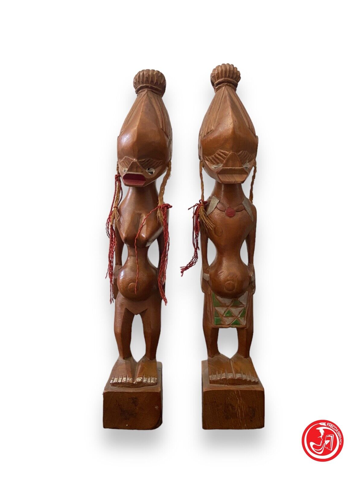 Coppia di statue in legno - produzione artigianale etnica
