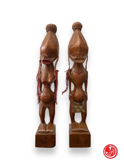 Coppia di statue in legno - produzione artigianale etnica
