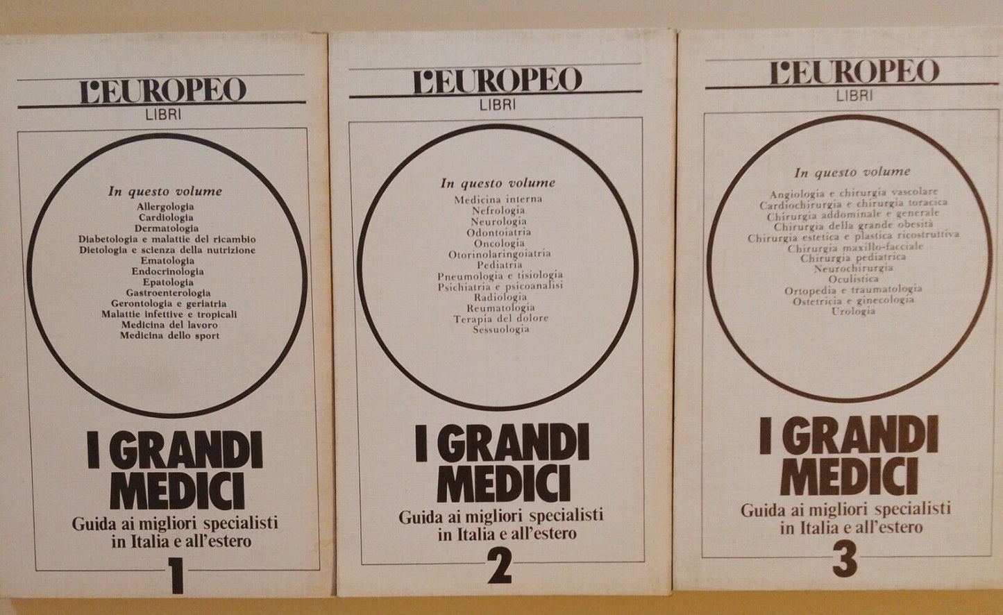 I GRANDI MEDICI 1-2-3, GUIDA MIGLIORI SPECIALISTI, L'EUROPEO LIBRI